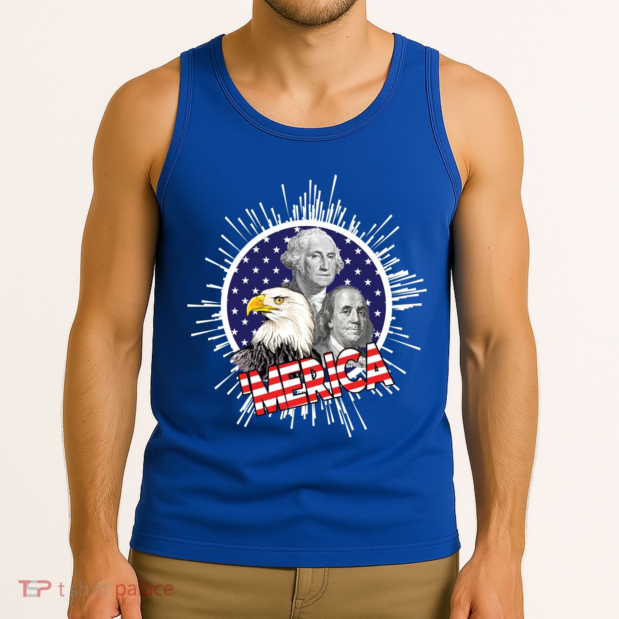 Merica US Presidents Bald Eagle USA Flag Tank Top