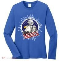 Merica US Presidents Bald Eagle USA Flag Women's Long Sleeve Shirt thumb 0