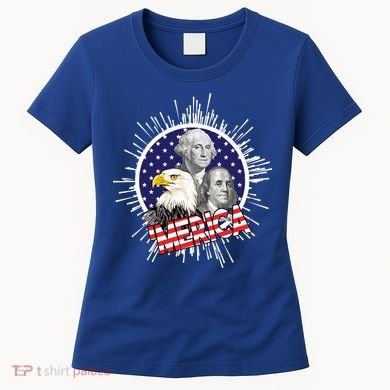 Merica US Presidents Bald Eagle USA Flag Women's T-Shirt