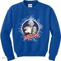 Merica US Presidents Bald Eagle USA Flag Kids Sweatshirt thumb 0