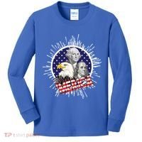 Merica US Presidents Bald Eagle USA Flag Kids Long Sleeve Shirt thumb 0
