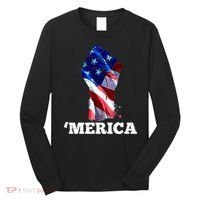 Merica USA American Flag Fist Long Sleeve Shirt thumb 0