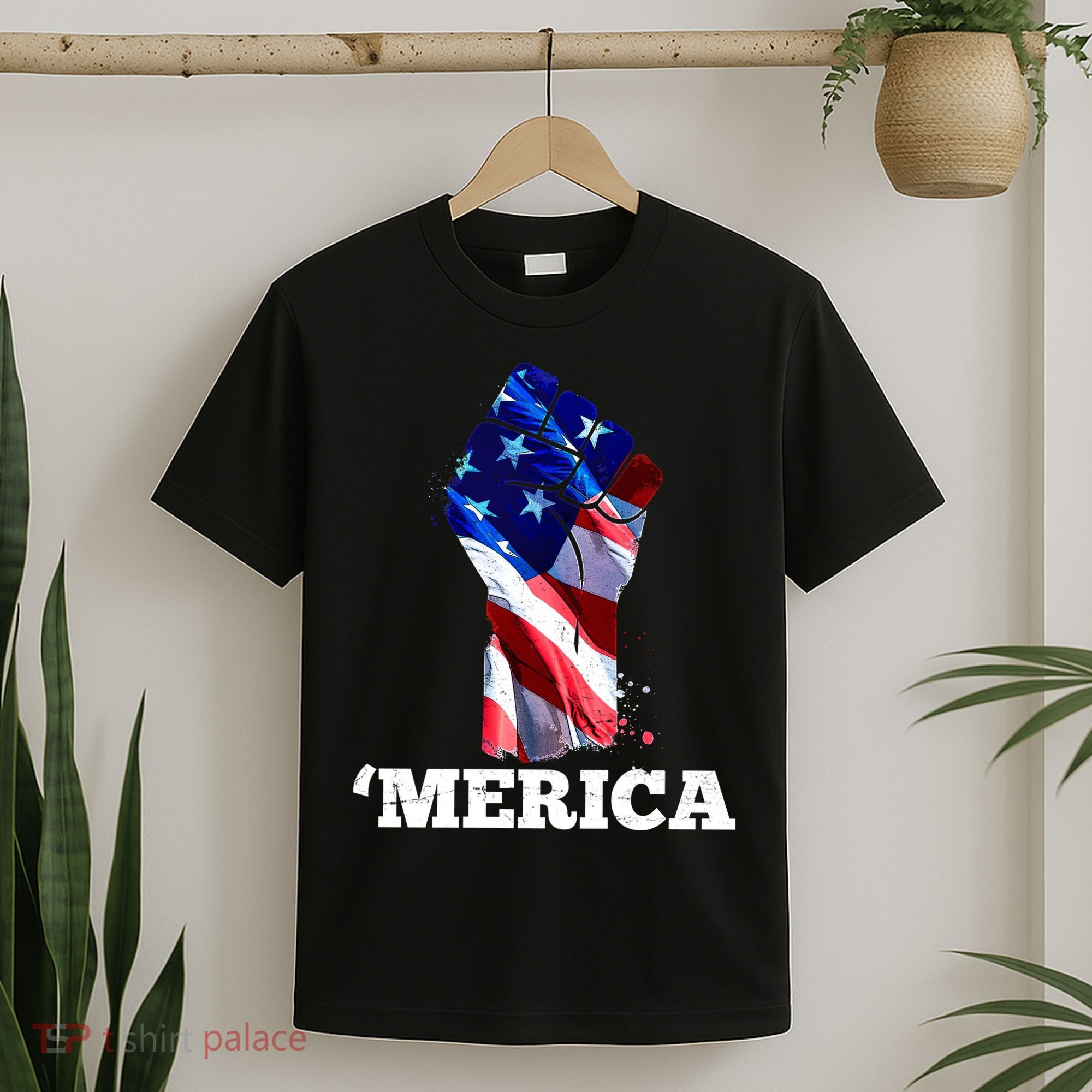 Merica USA American Flag Fist T-Shirt