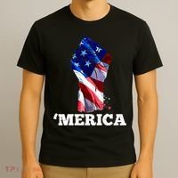 Merica USA American Flag Fist T-Shirt thumb 3