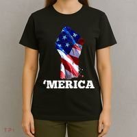 Merica USA American Flag Fist T-Shirt thumb 4