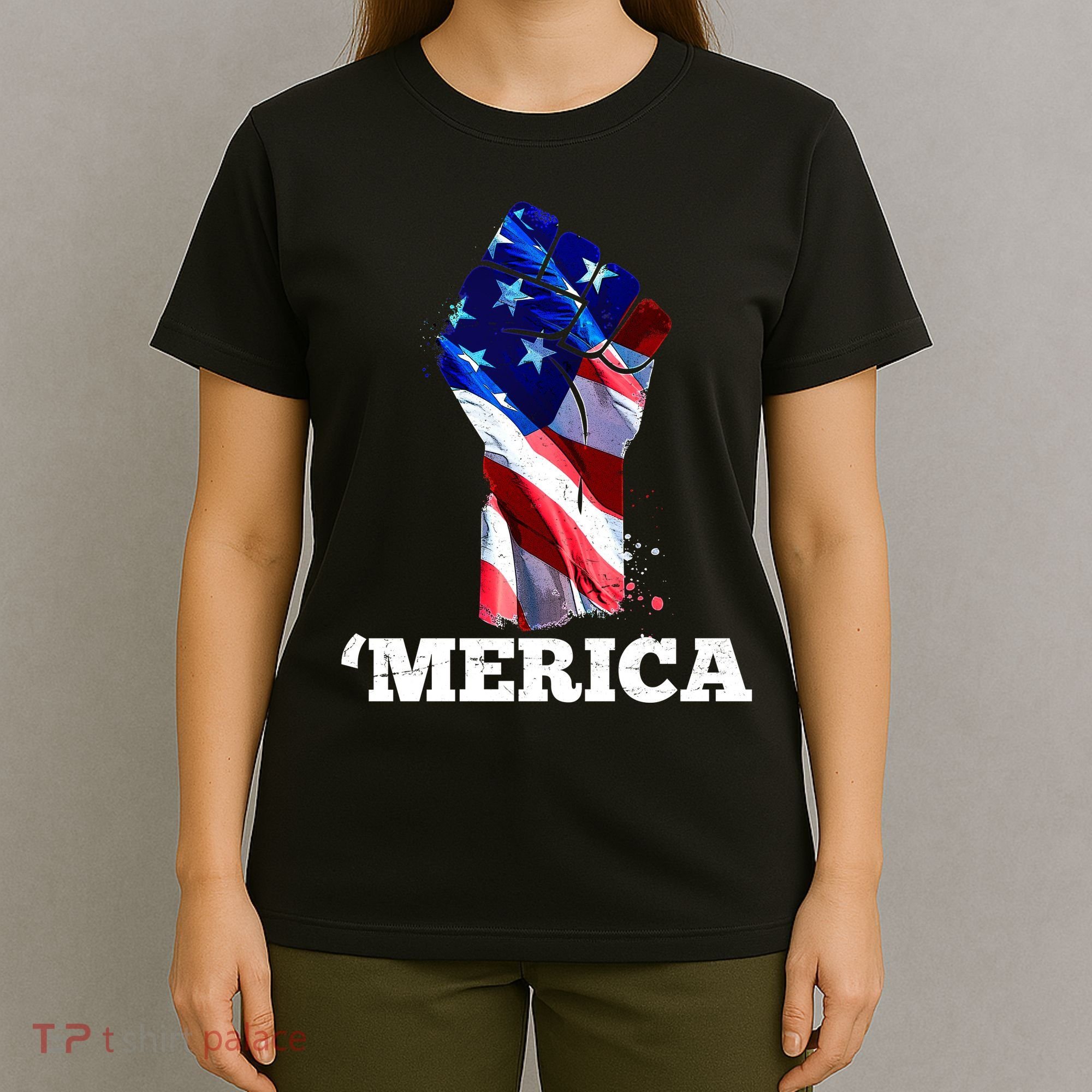 Merica USA American Flag Fist T-Shirt