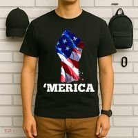 Merica USA American Flag Fist T-Shirt thumb 6