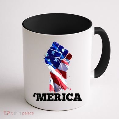 Merica USA American Flag Fist Coffee Mug back