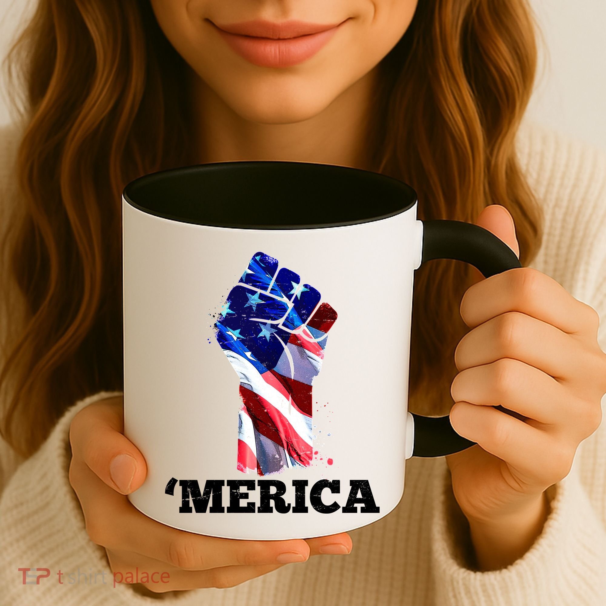 Merica USA American Flag Fist Coffee Mug