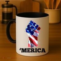 Merica USA American Flag Fist Coffee Mug thumb 4