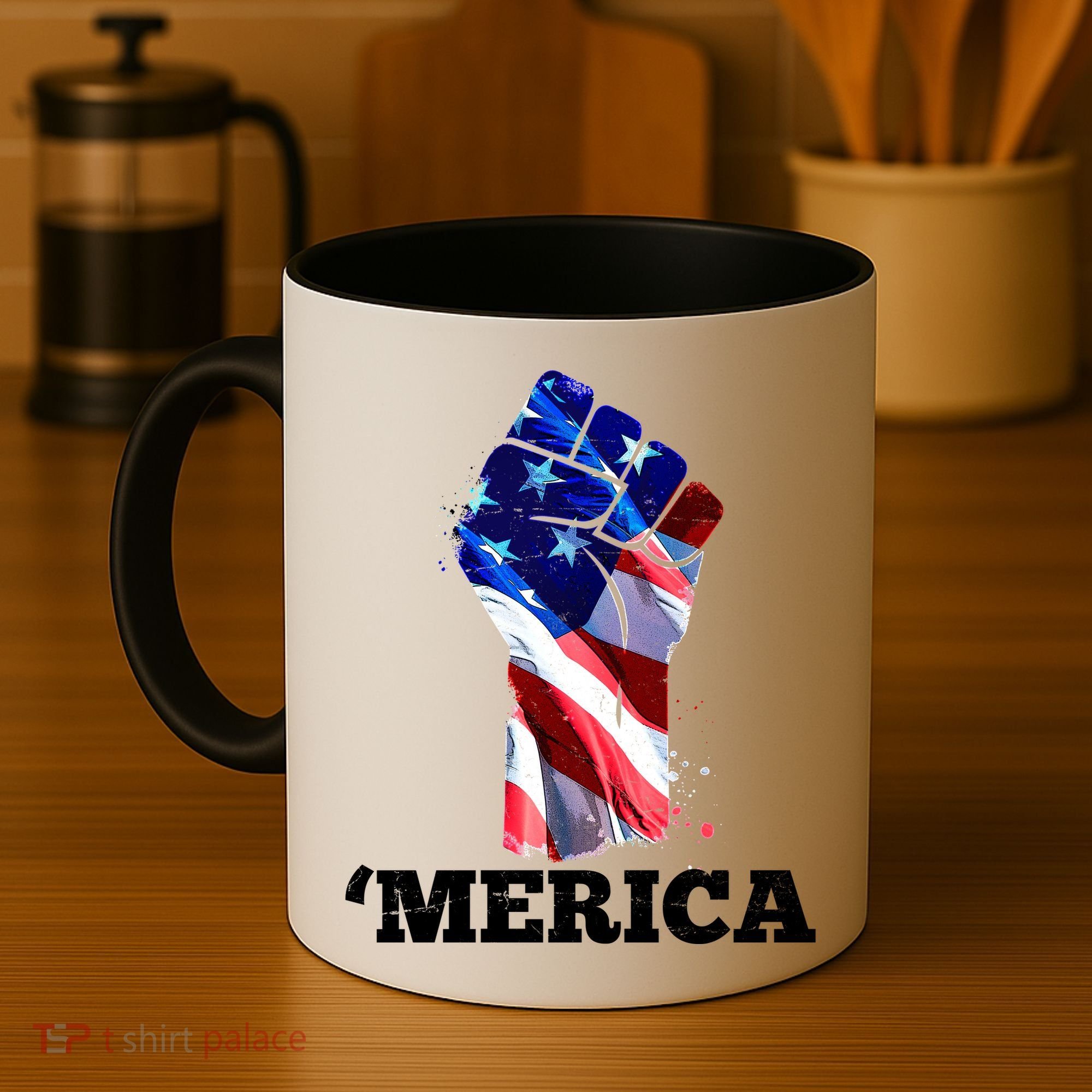 Merica USA American Flag Fist Coffee Mug