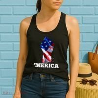 Merica USA American Flag Fist Women's Tank Top thumb 2