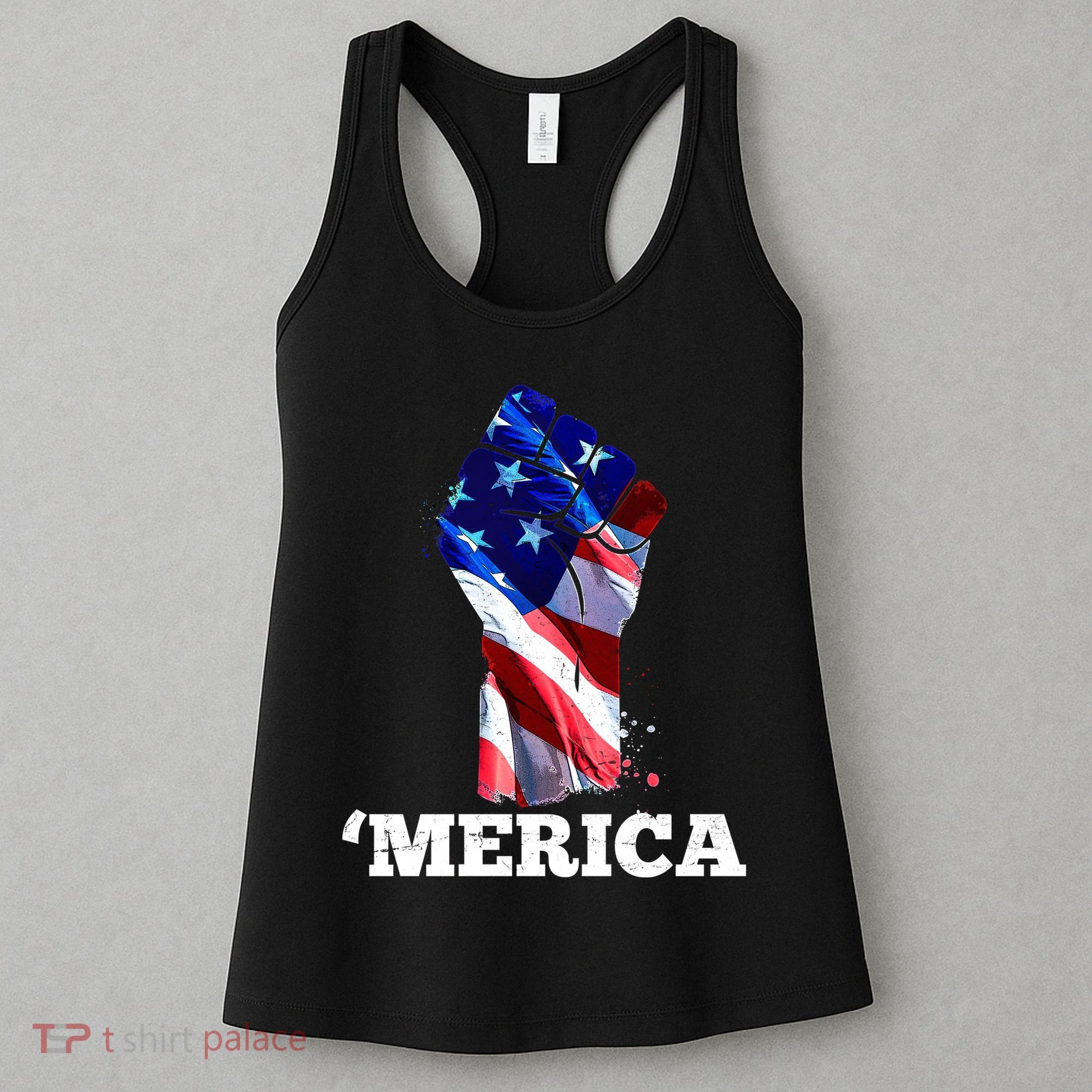 Merica USA American Flag Fist Women's Tank Top