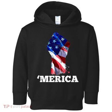 Merica USA American Flag Fist Toddler Hoodie