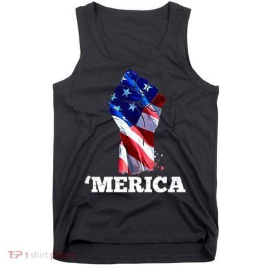 Merica USA American Flag Fist Tank Top