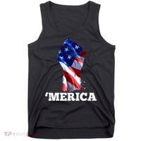 Merica USA American Flag Fist Tank Top thumb 0
