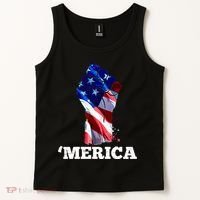 Merica USA American Flag Fist Tank Top thumb 2