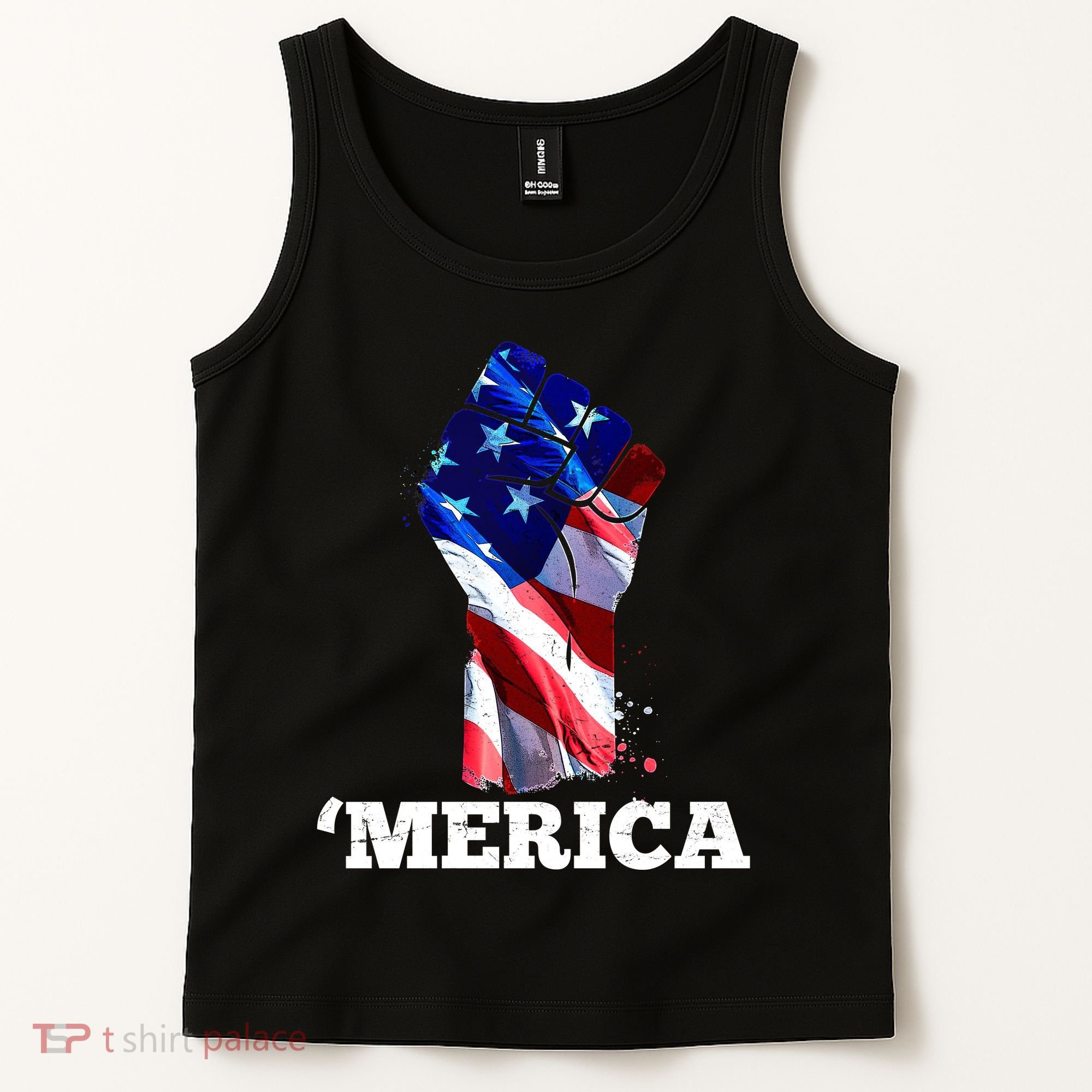 Merica USA American Flag Fist Tank Top