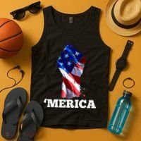 Merica USA American Flag Fist Tank Top thumb 4
