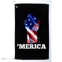 Merica USA American Flag Fist Golf Towel thumb 0