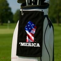 Merica USA American Flag Fist Golf Towel thumb 2