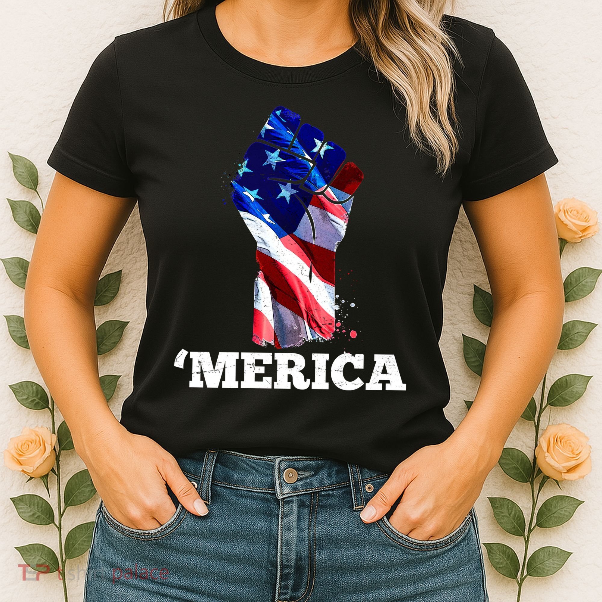 Merica USA American Flag Fist Women's T-Shirt