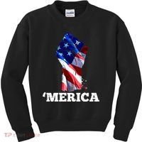 Merica USA American Flag Fist Kids Sweatshirt thumb 0