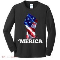 Merica USA American Flag Fist Kids Long Sleeve Shirt thumb 0
