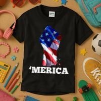 Merica USA American Flag Fist Kids T-Shirt thumb 3