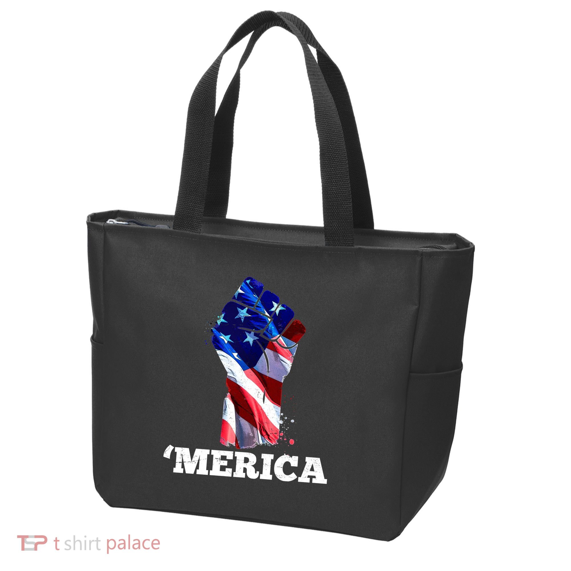 Merica USA American Flag Fist Tote Bag