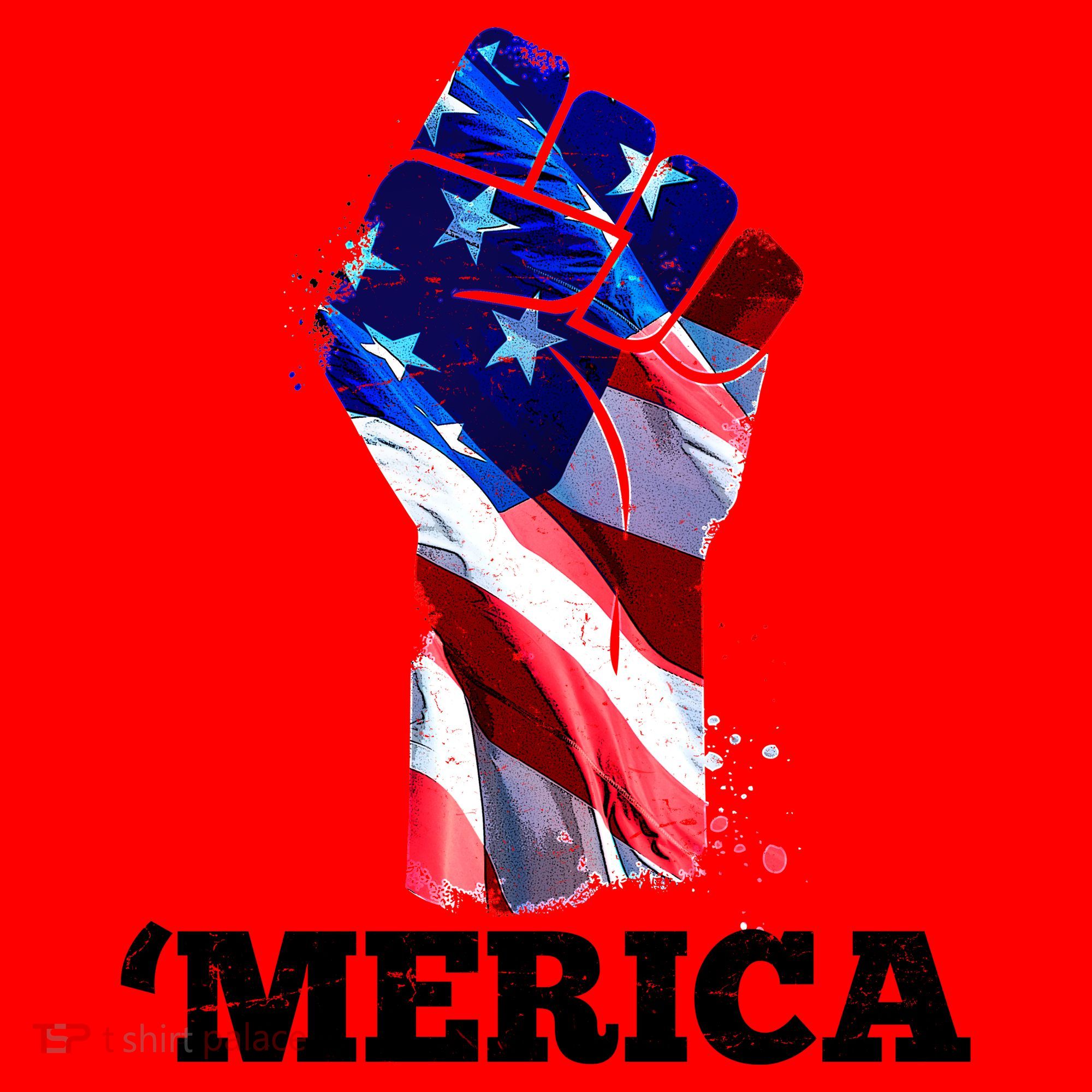 Merica USA American Flag Fist Santa Hat