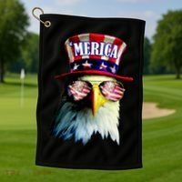 Merica USA Eagle Golf Towel thumb 1