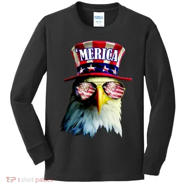 Merica USA Eagle Kids Long Sleeve Shirt