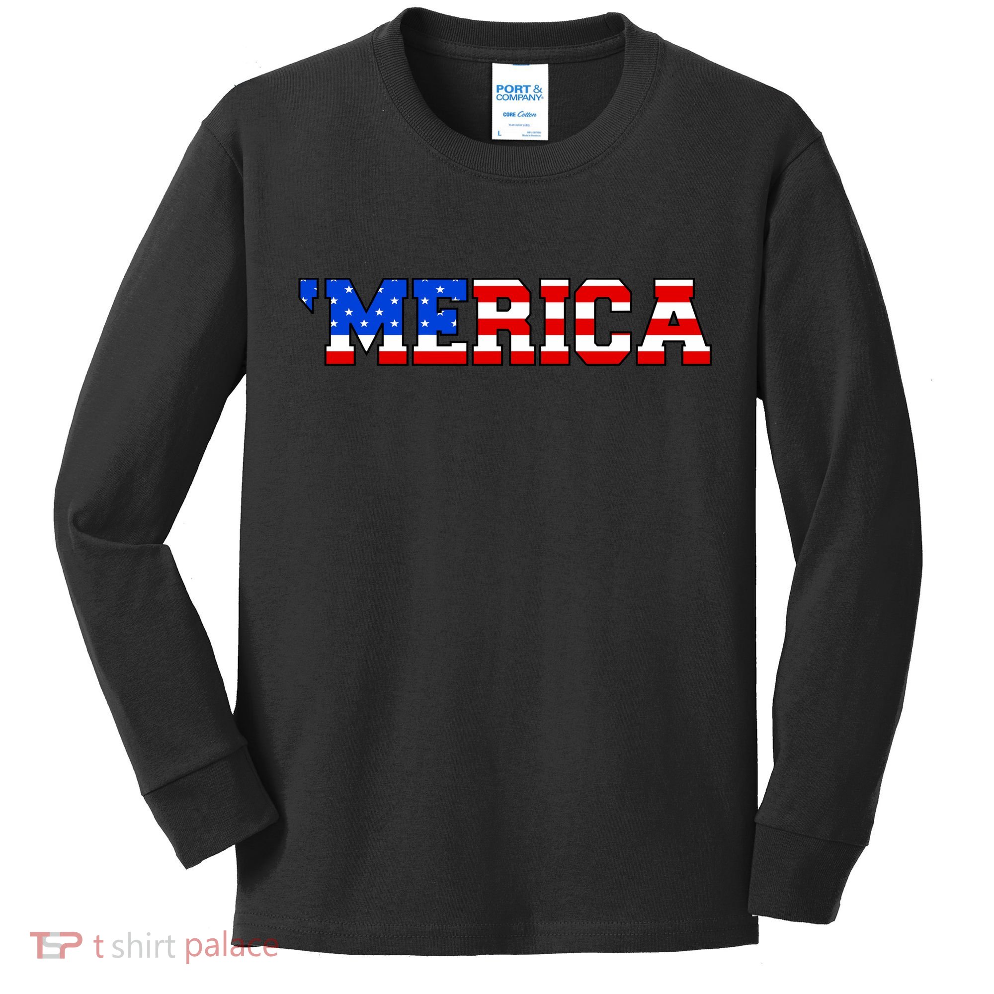 Merica USA Logo Kids Long Sleeve Shirt