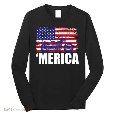 Merica USA Motorcycle Long Sleeve Shirt