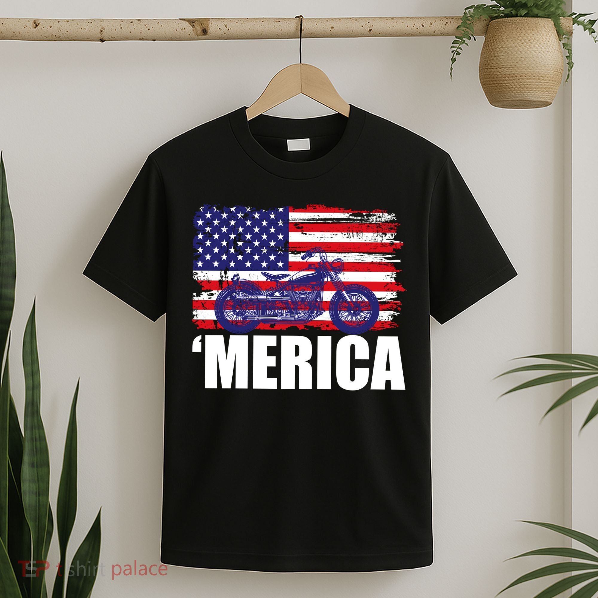 Merica USA Motorcycle  T-Shirt