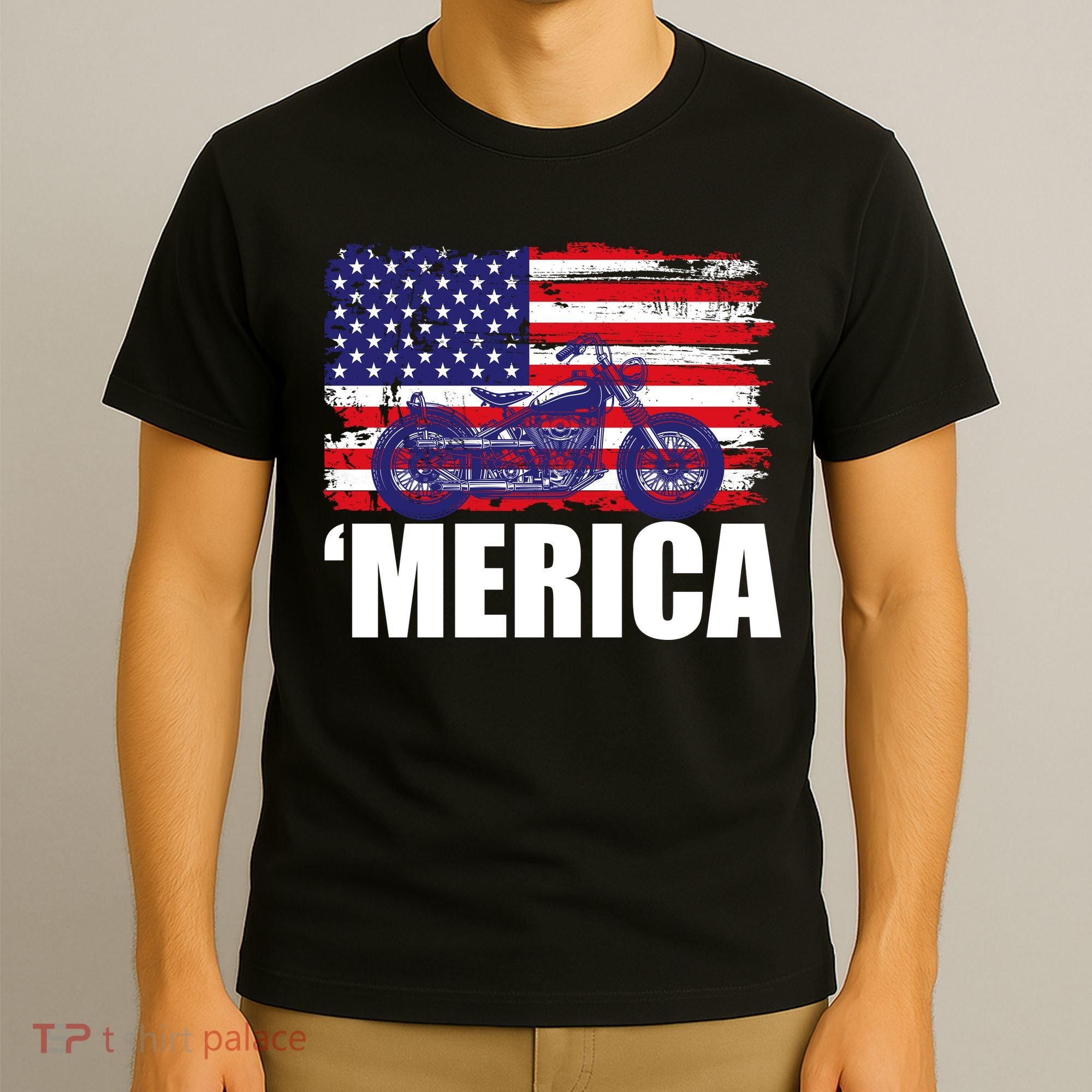 Merica USA Motorcycle  T-Shirt