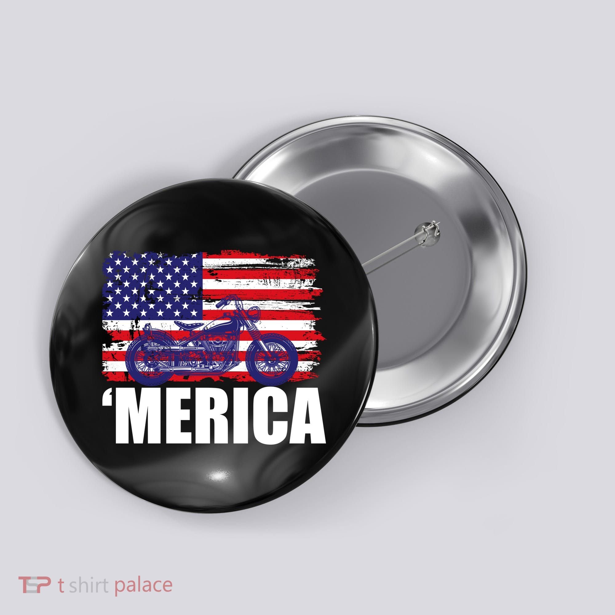Merica USA Motorcycle  Button