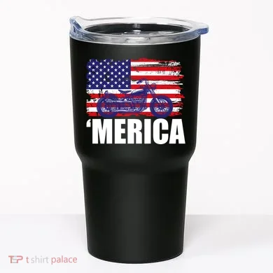 Merica USA Motorcycle  Tumbler