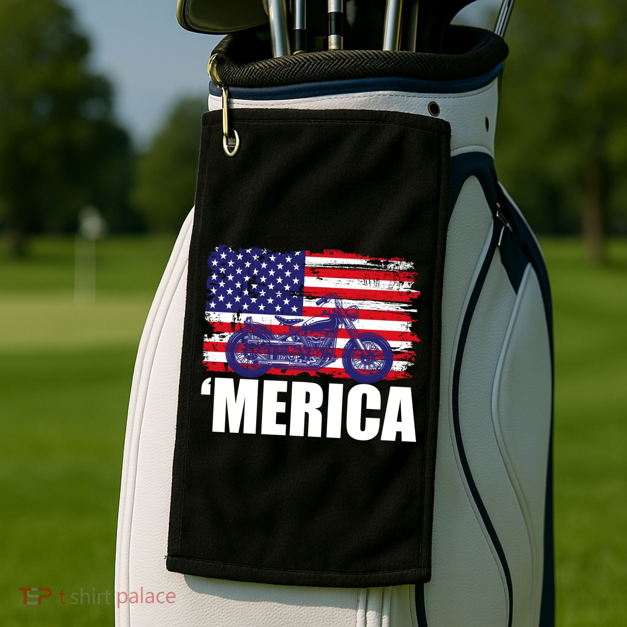 Merica USA Motorcycle  Golf Towel