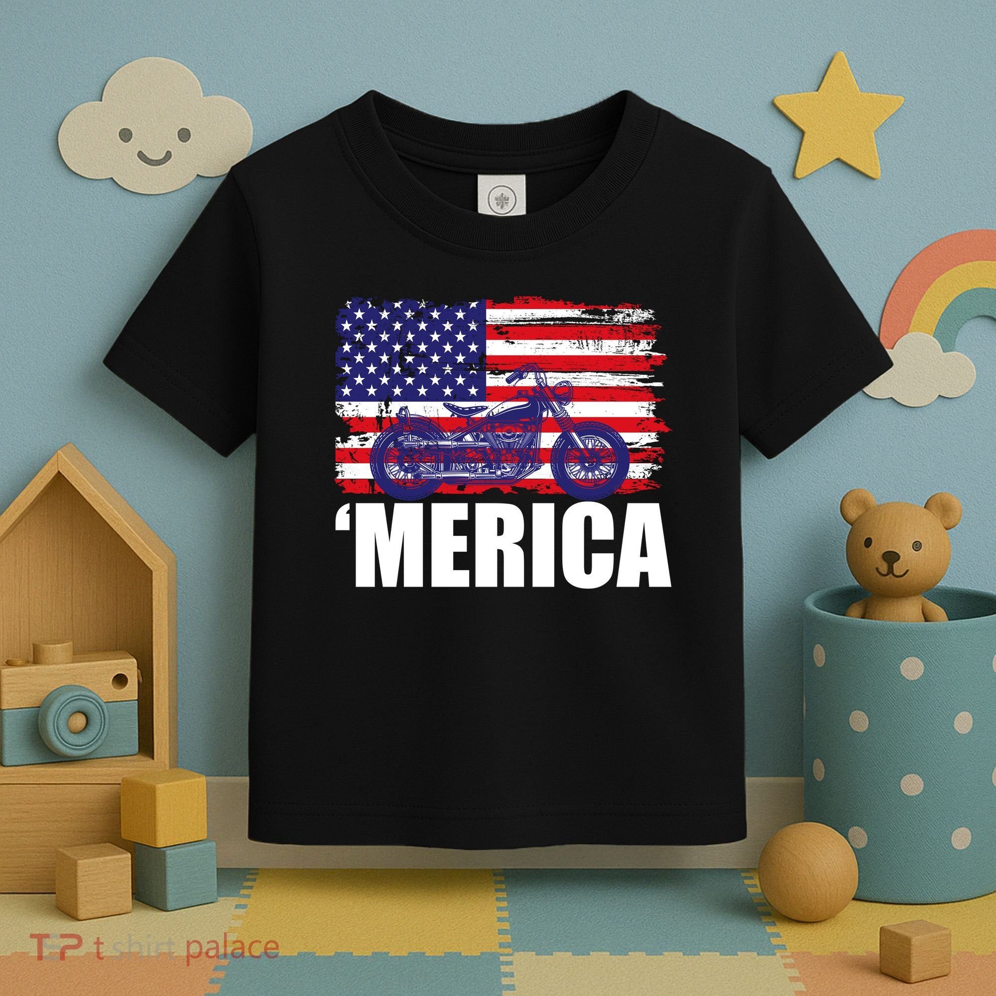 Merica USA Motorcycle  Toddler T-Shirt