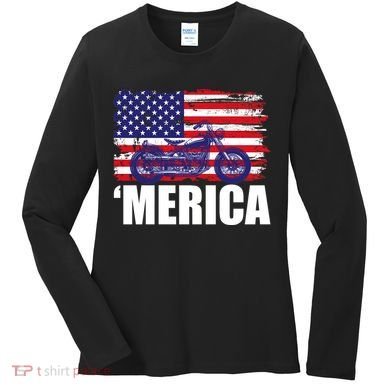 Merica USA Motorcycle  Women's Long Sleeve Shirt