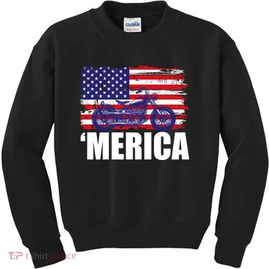 Merica USA Motorcycle  Kids Sweatshirt