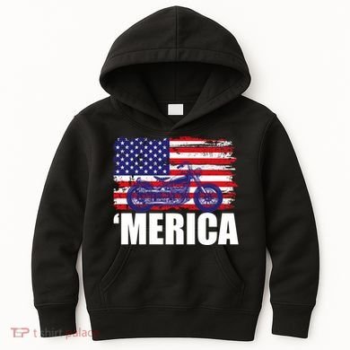 Merica USA Motorcycle  Kids Hoodie