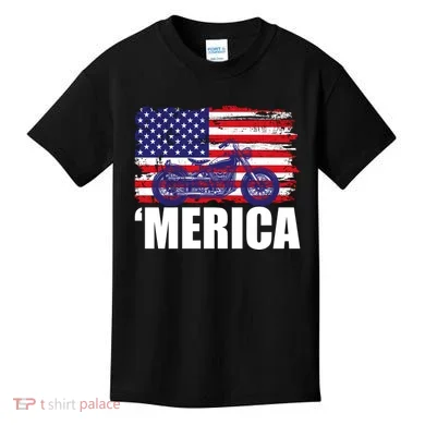 Merica USA Motorcycle  Kids T-Shirt