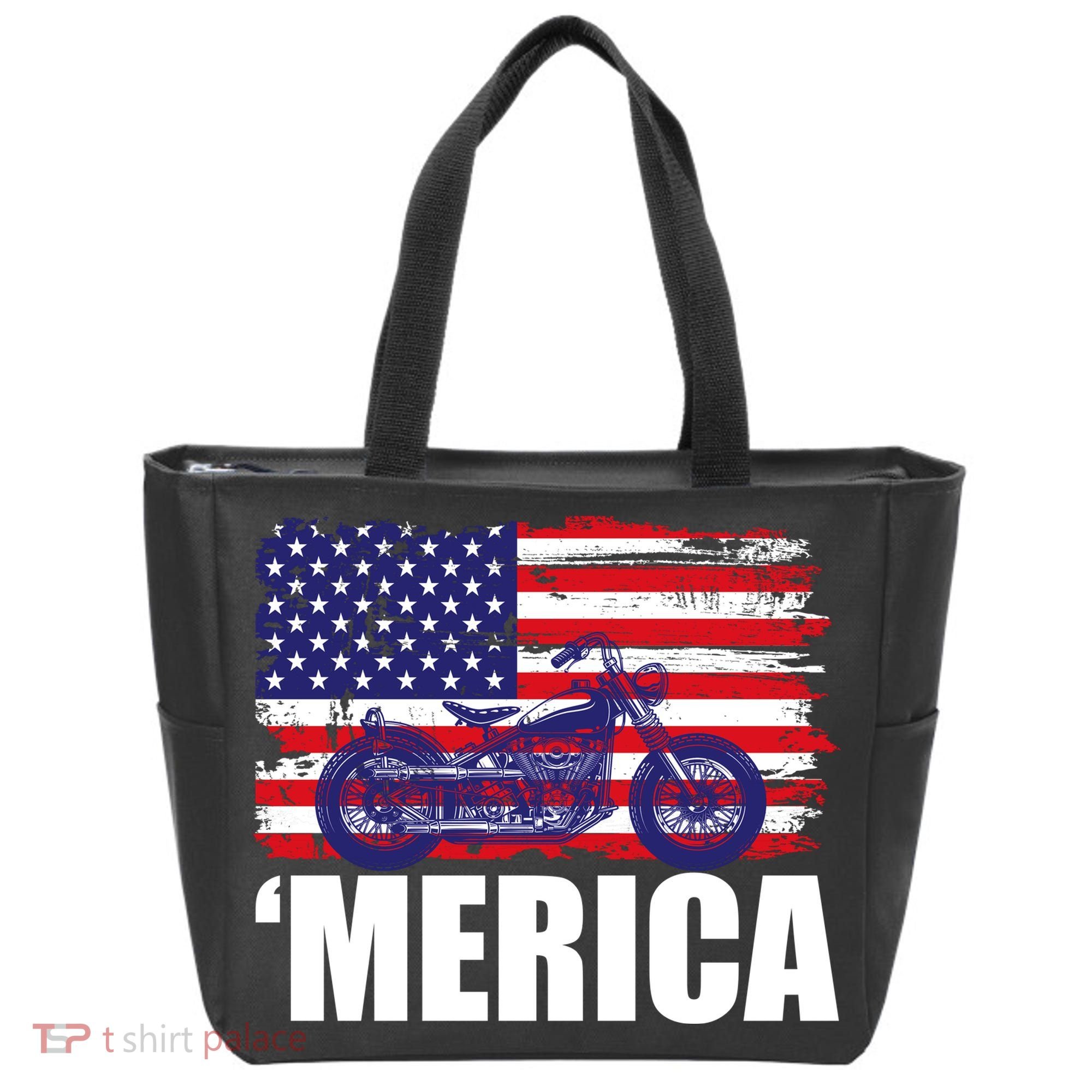 Merica USA Motorcycle  Tote Bag