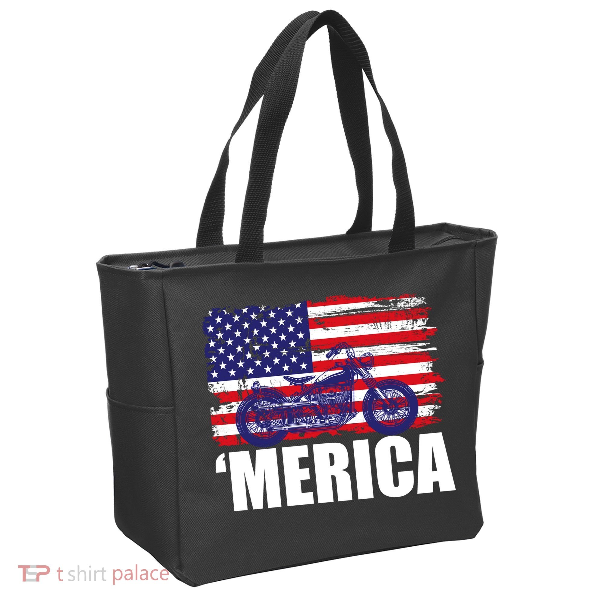 Merica USA Motorcycle  Tote Bag