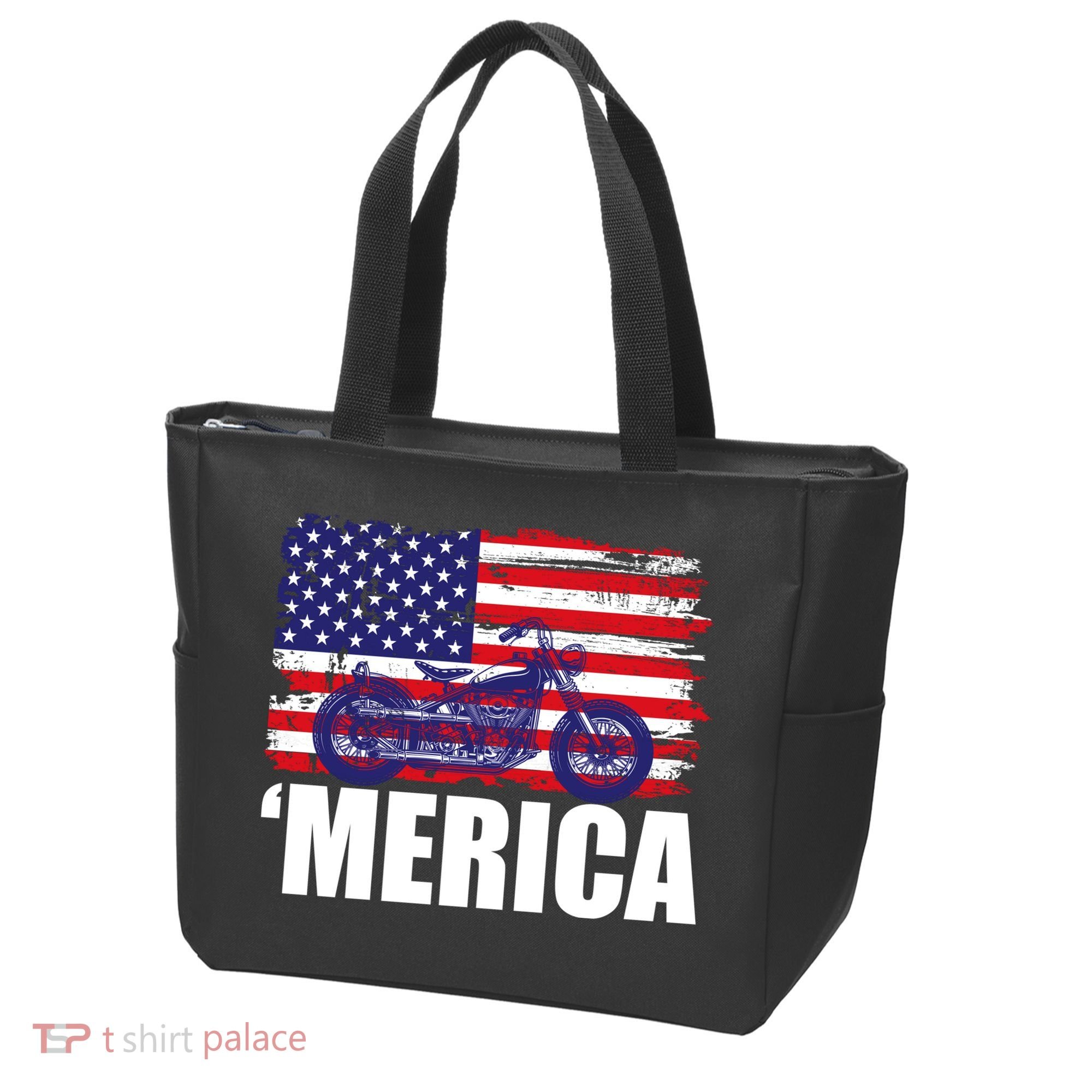 Merica USA Motorcycle  Tote Bag