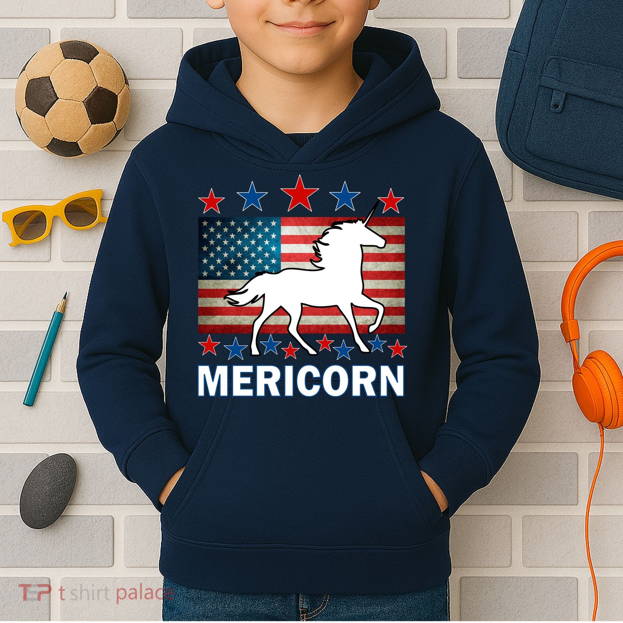 Mericorn American Unircorn Kids Hoodie