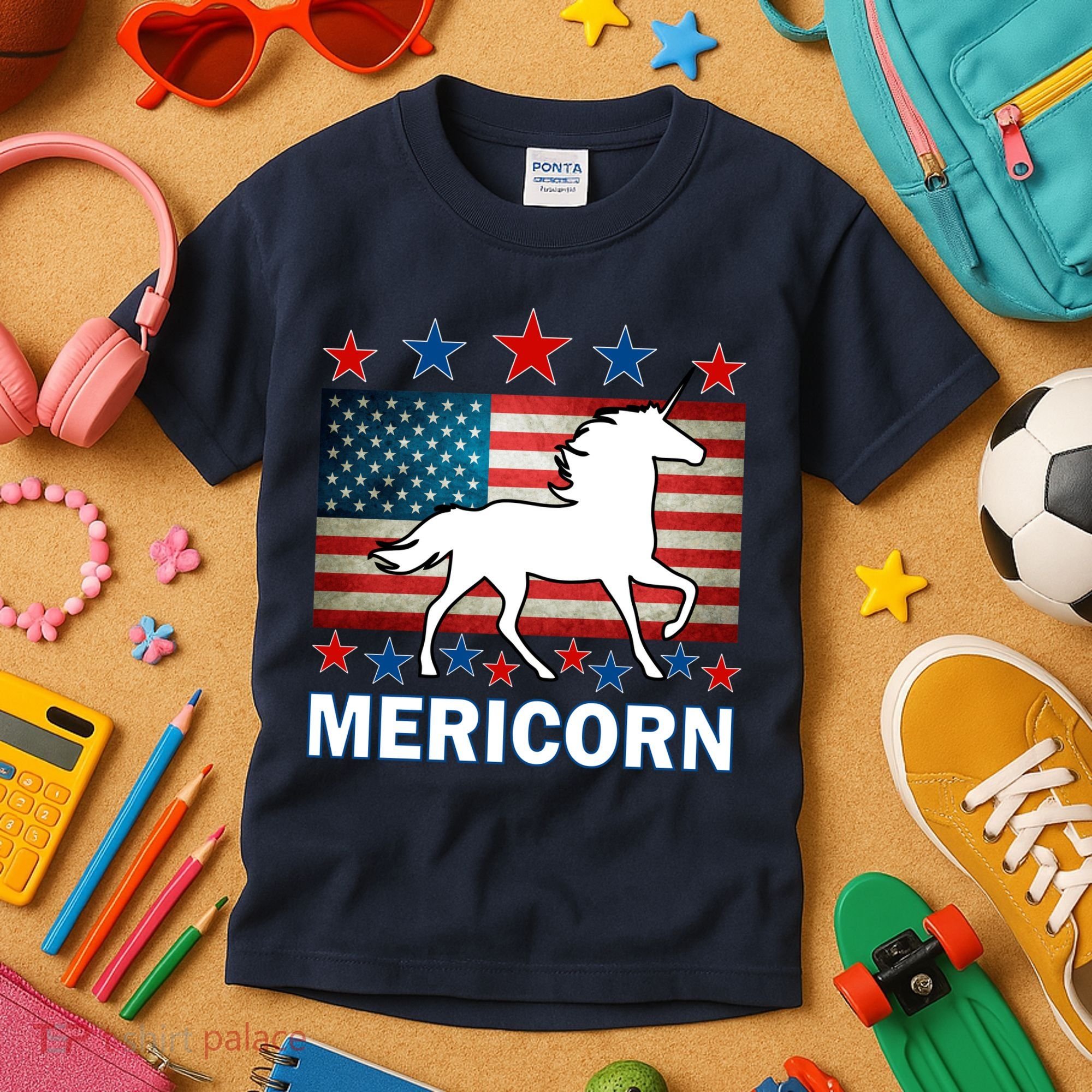 Mericorn American Unircorn Kids T-Shirt